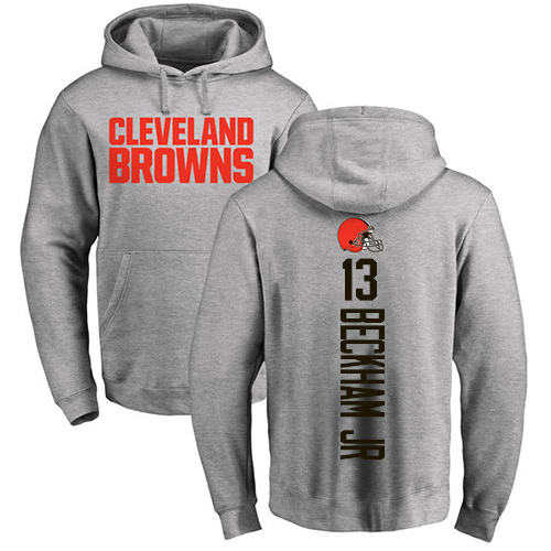 Men Cleveland Browns Odell Beckham Jr Ash Jersey #13 NFL Football Backer Pullover Hoodie Sweatshirt->cleveland browns->NFL Jersey